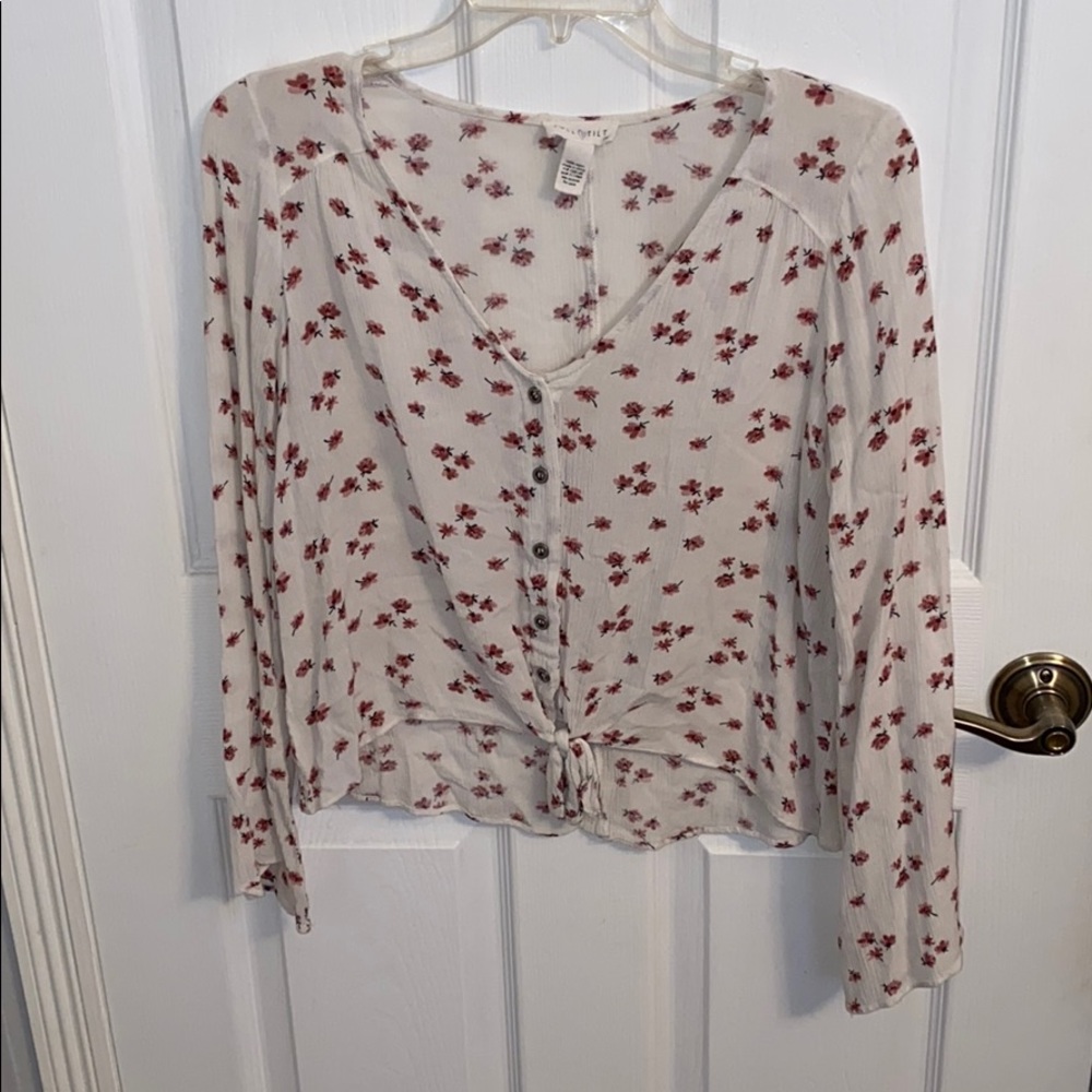 White Blouse With Pink Flowers